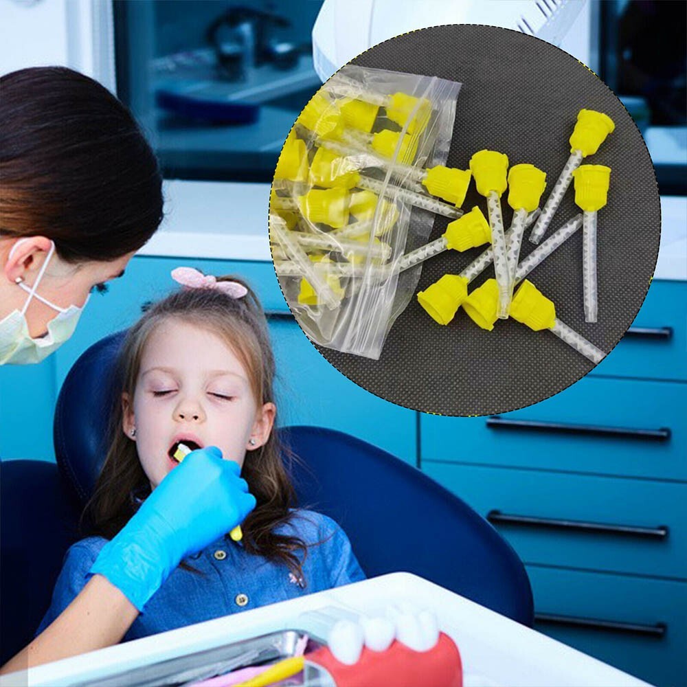 100Pcs/Set Element Intraoral Mixing Tips YELLOW Impression Disposable Dental UK
