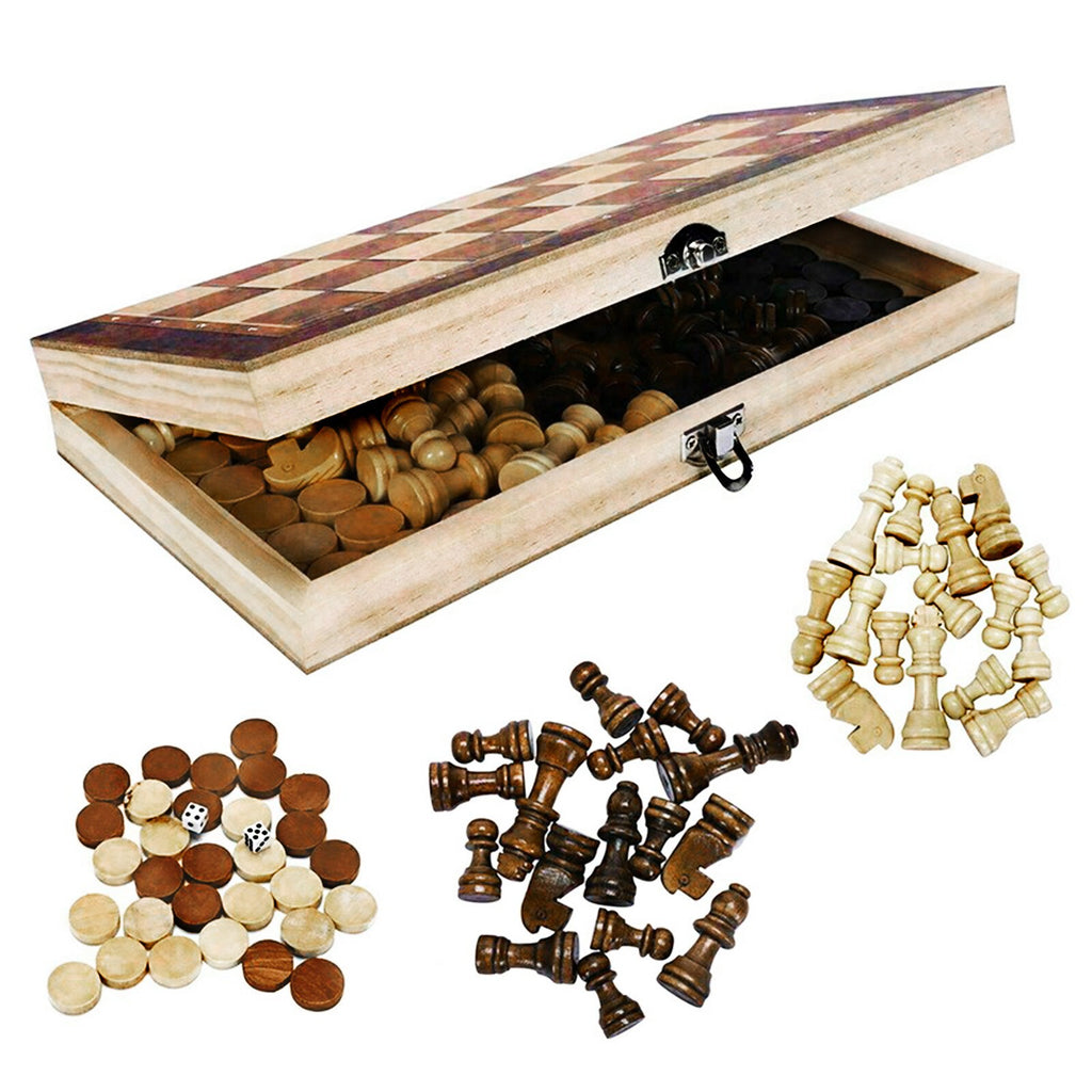 XL Large Chess Wooden Set Folding Chessboard Pieces Wood Board Chess Board 39CM