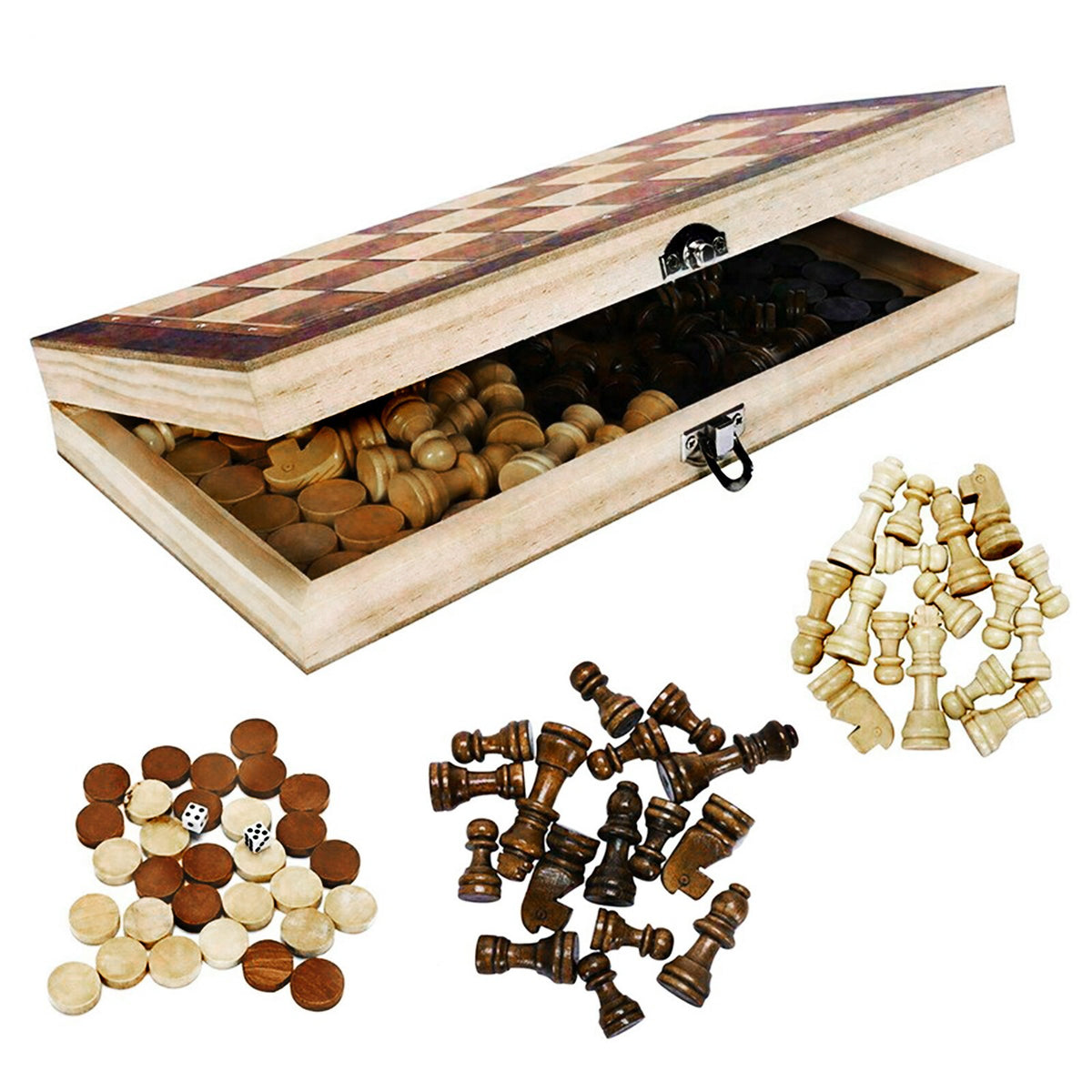 XL Large Chess Wooden Set Folding Chessboard Pieces Wood Board Chess Board 39CM
