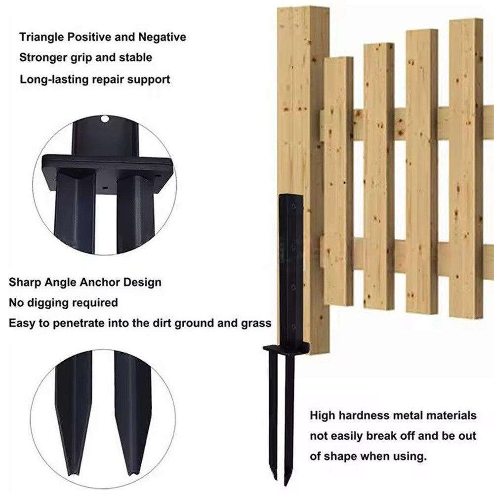 Heavy Duty Steel Fence Post Repair Kit - Anchor Brackets & Ground Spike UK