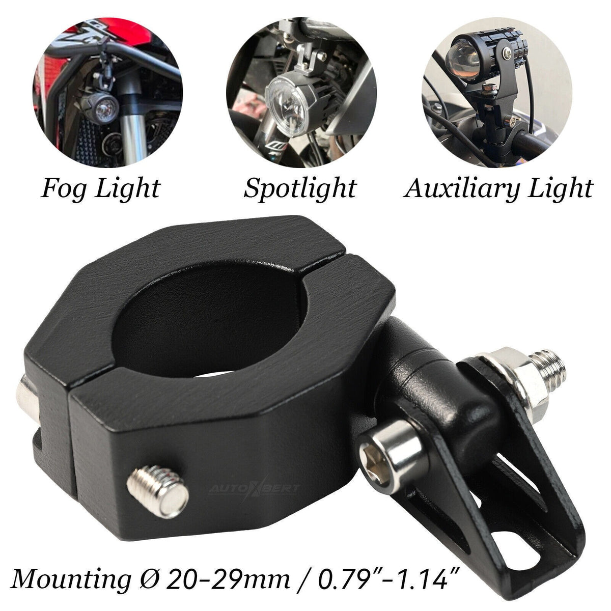 2X Motorcycle CNC Mount Brackets Holder Clamp 18mm-30mm Fog Spot Light Headlight