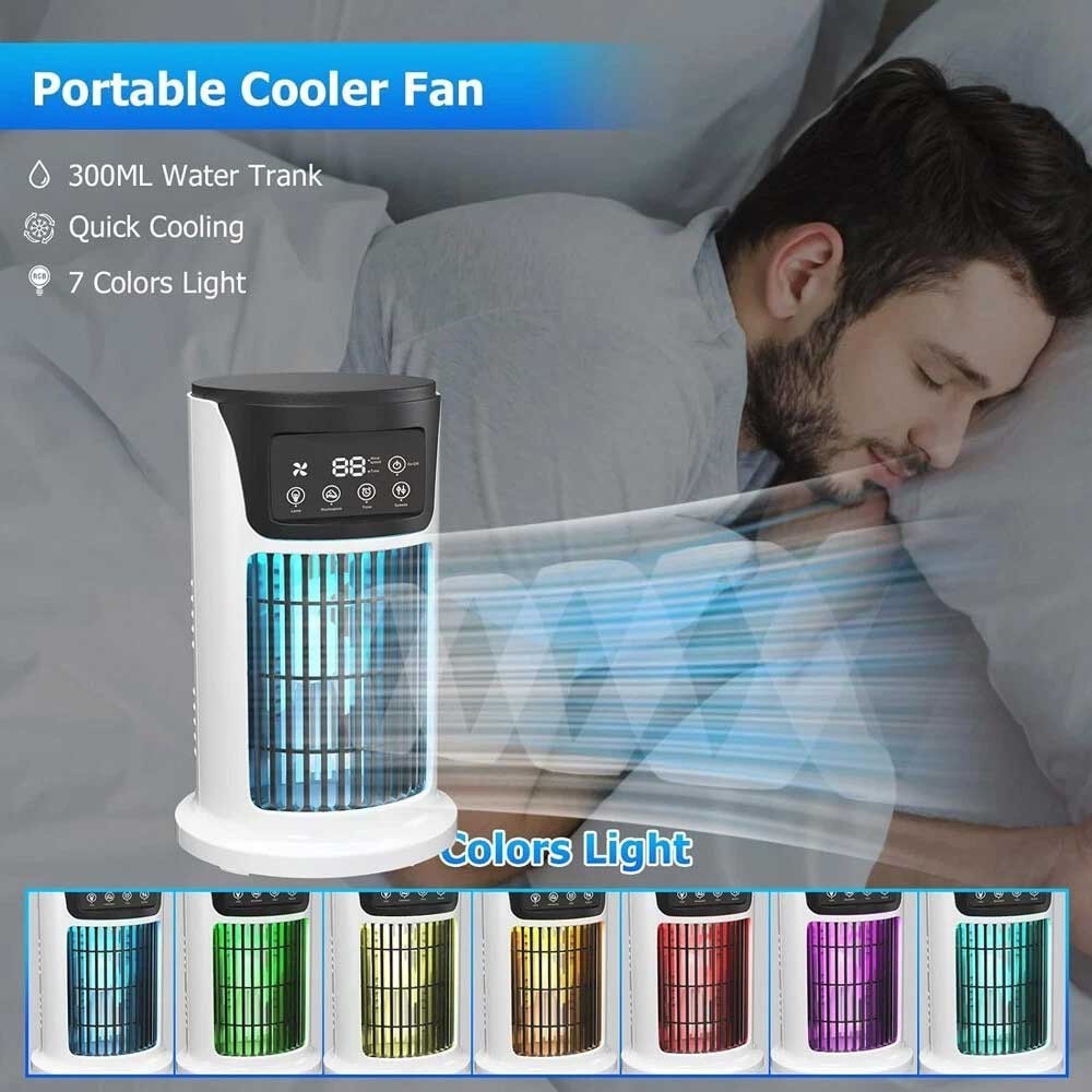 6-Speeds Portable Air Cooler Fan 300ML Tank Ice Cold Cooling Conditioner UK