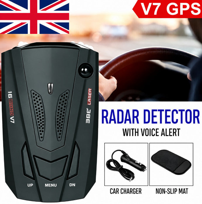 Car Radar GPS Speed For 16 Band V7 360°Police Safe Detector Voice Alert Laser