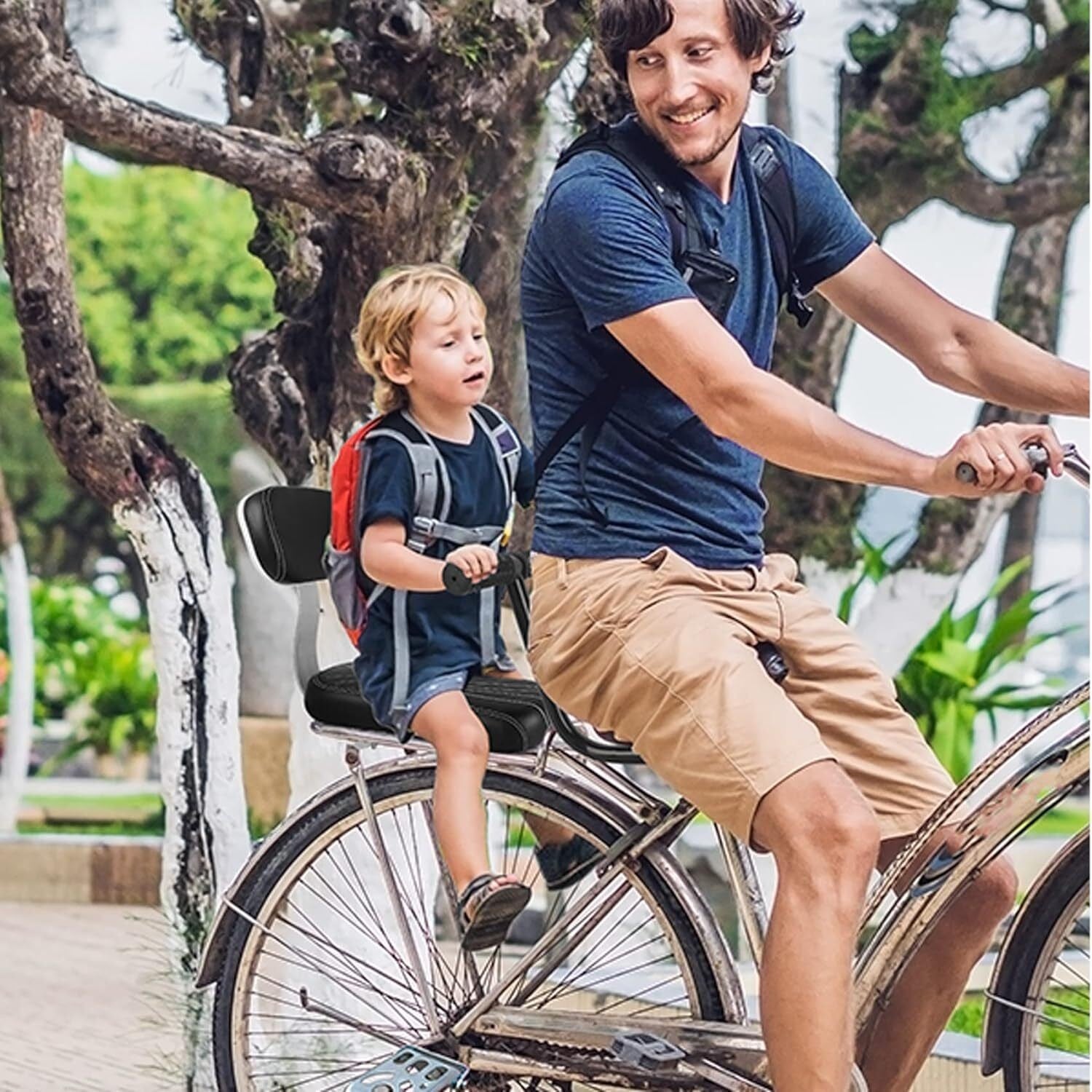 Bicycle Child Seat Kit Back Rear Seat Cushion Armrest Footrest Set Bike Back Set
