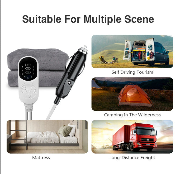 12V Car Electric Adjustable Blanket Heated Travel Outdoor Camping Warming Pad