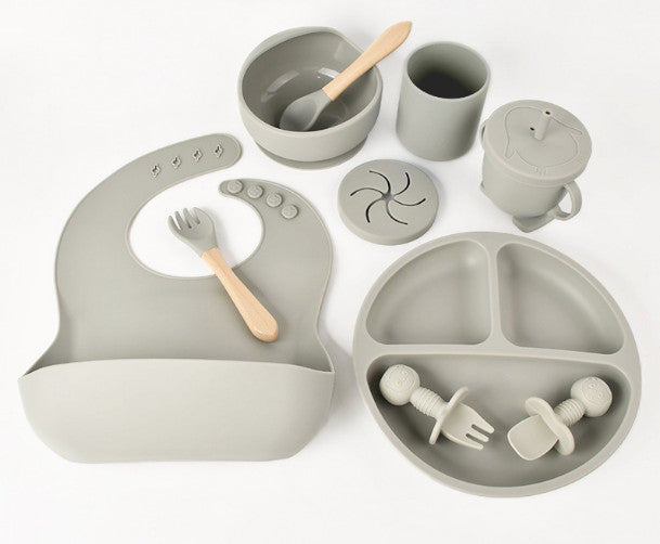 Baby Weaning Set Bamboo Baby Feeding set Suction Plate Bowls Spoons
