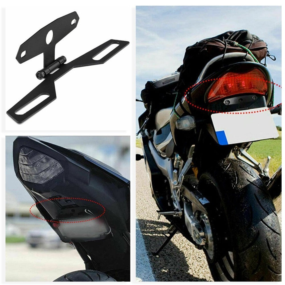 Motorbike Folding License Plate Tail Light  License Number Plate Bracket Holder