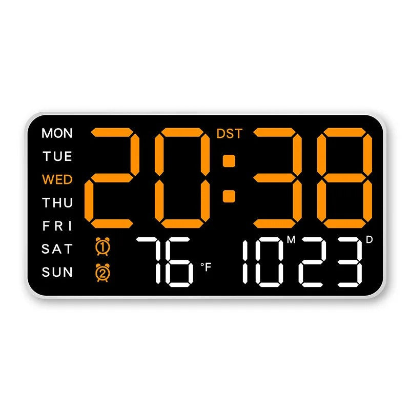 Desk Wall Clock Digital Alarm Clock LED Display with Temperature Date Week