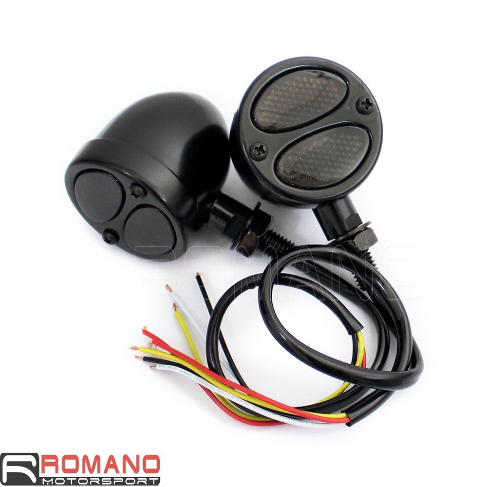 Motorcycle 3 In 1 LED Turn Signals w/ Brake Light Blinkers For Harley Cafe Racer