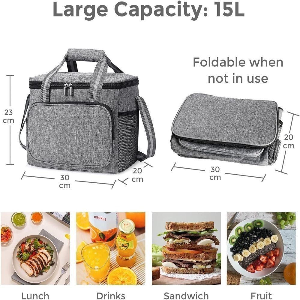 15L Cooling Cooler Bag Box Extra Large Picnic Hot Lunch Camping Food Ice Drinks
