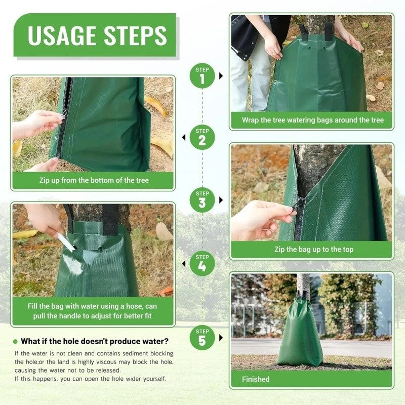1/2X 20 Gallons Slow Release Tree Watering Bag Drip Irrigation Watering Tool PE