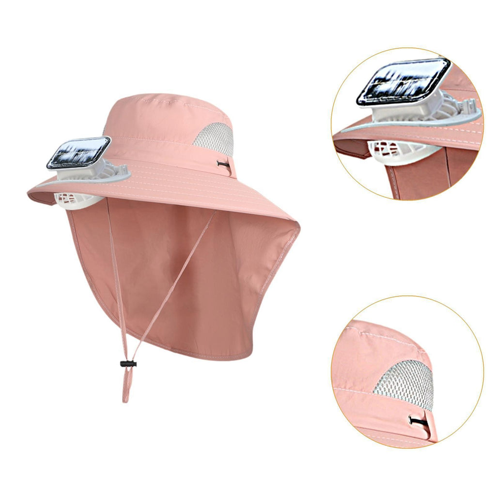 Kids Wide Brim Hat with Solar Fan Sunscreen Cooling Hat for Boys Girls
