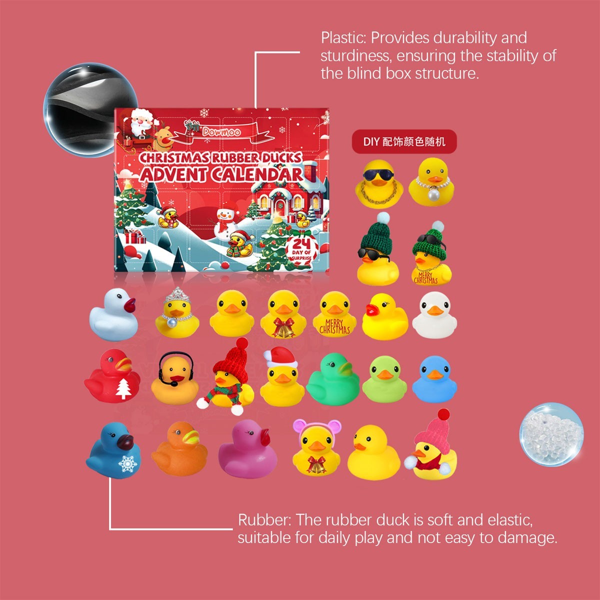 Rubber Duck Advent Calendars 2026-24 Days Christmas Countdown Calendar Xmas Gift