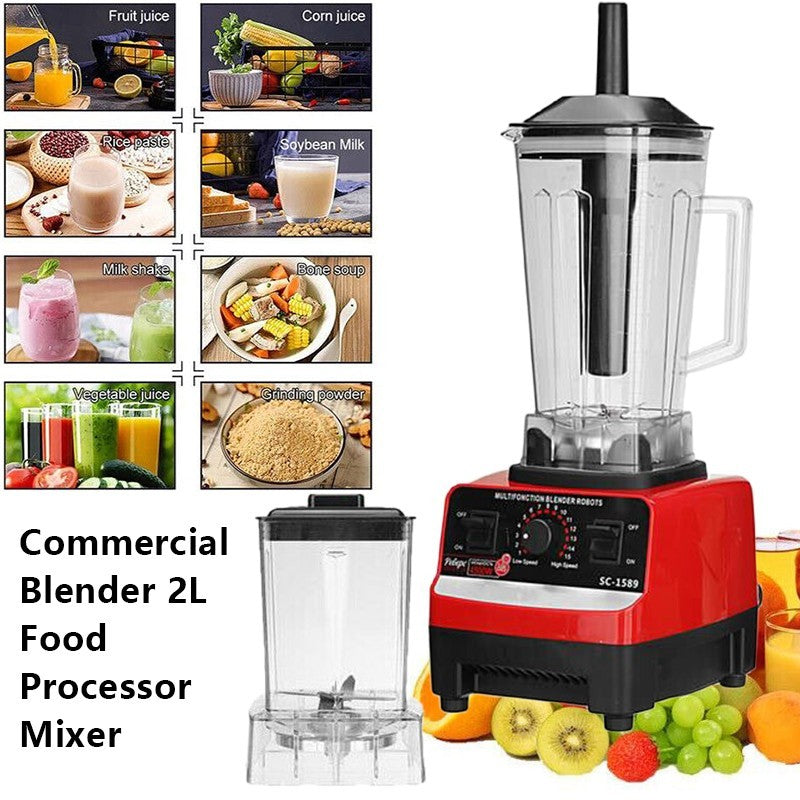 2L Commercial Food Blender Juicer Mixer Crusher Processor Grinder 4500W Maker UK