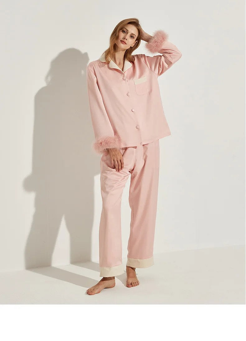 Womens Pajamas Women's Autumn Winter Fleece Thickened Removable Feather Homewear