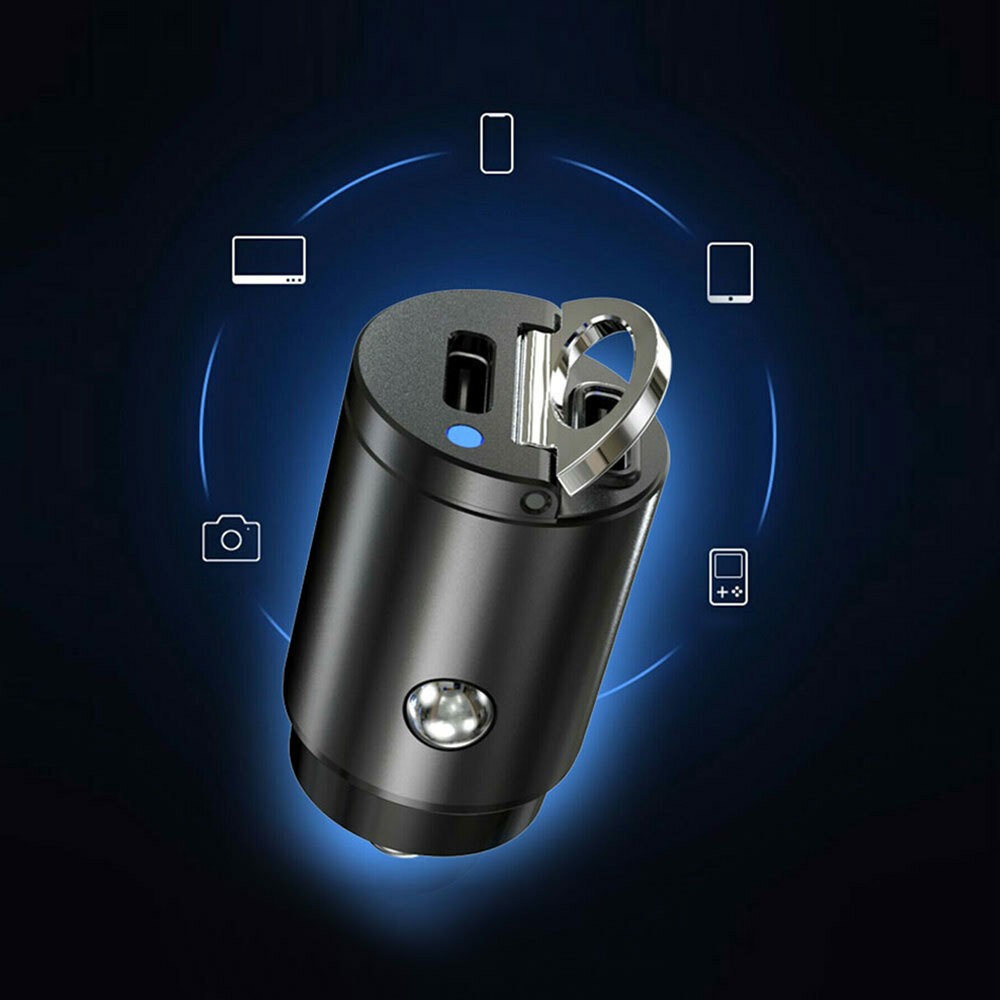 1x Mini Dual USB Type-C PD Car Phone Charger 30W Fast Charge Adapter Accessories