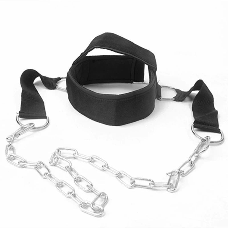 Adjustable Neck Trainer Head Harness For Weight Lifting Chain Chin Strap Gym UK