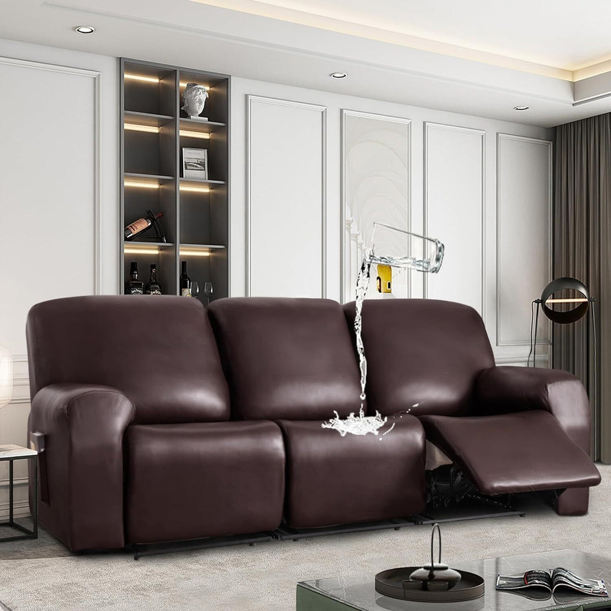 Stretch 1/2/3 Seater PU Leather Recliner Chair Sofa Covers Slip Cover Waterproof