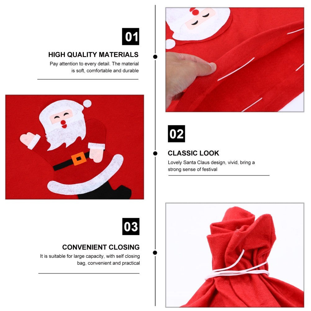 Santa Claus Christmas Gift Bag Reusable Drawstring Present Pouch Red