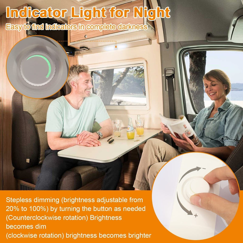 For RV truck12V dimmable ceiling light with switch caravan Motorhome lamps LED