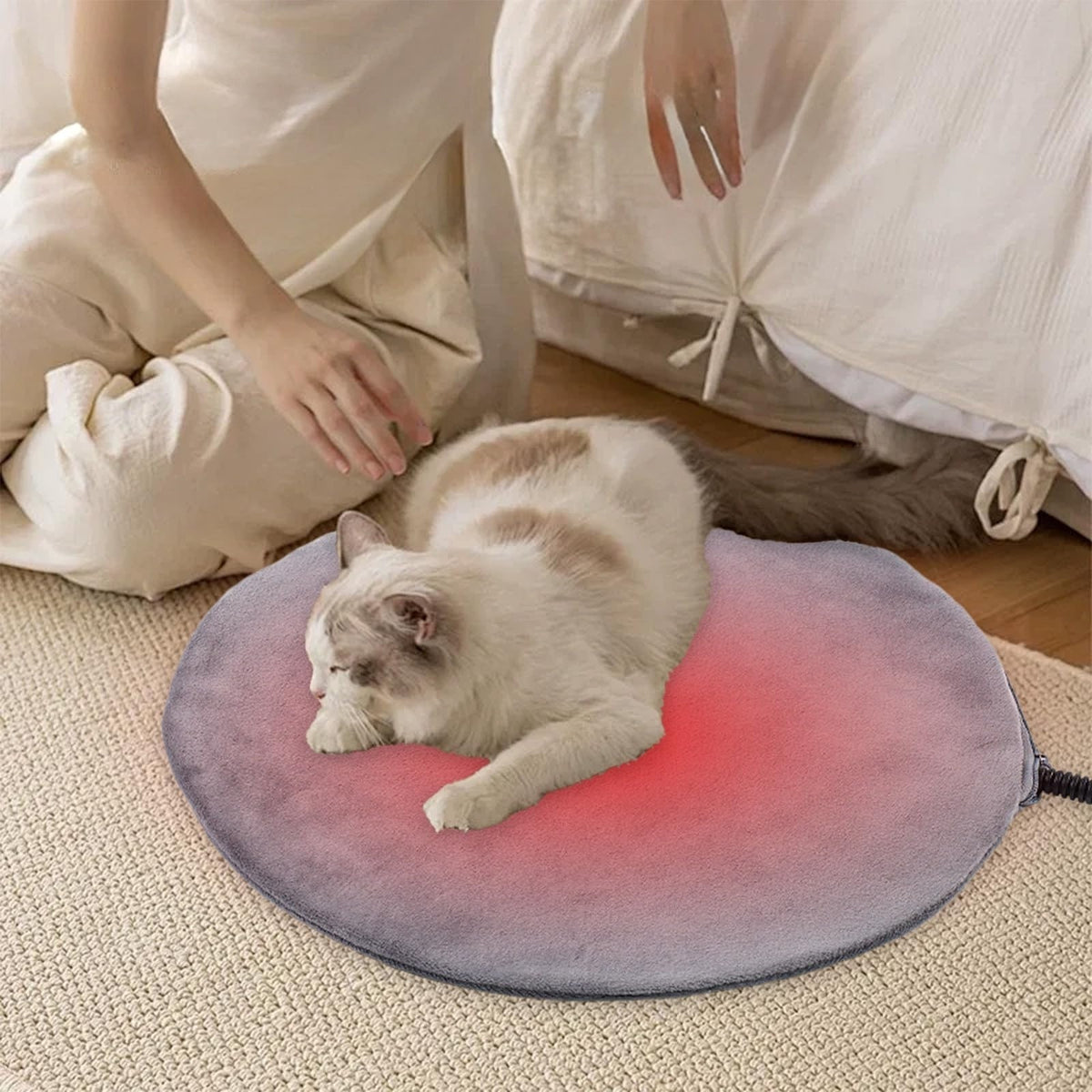 Heated Pet Mat Bed Electric Dog Cat Pad Waterproof Thermostat 9 Gear Grey UK