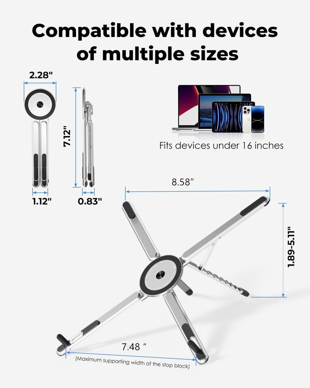 360° Adjustable Laptop Stand Foldable Aluminium Cooling Desk Riser