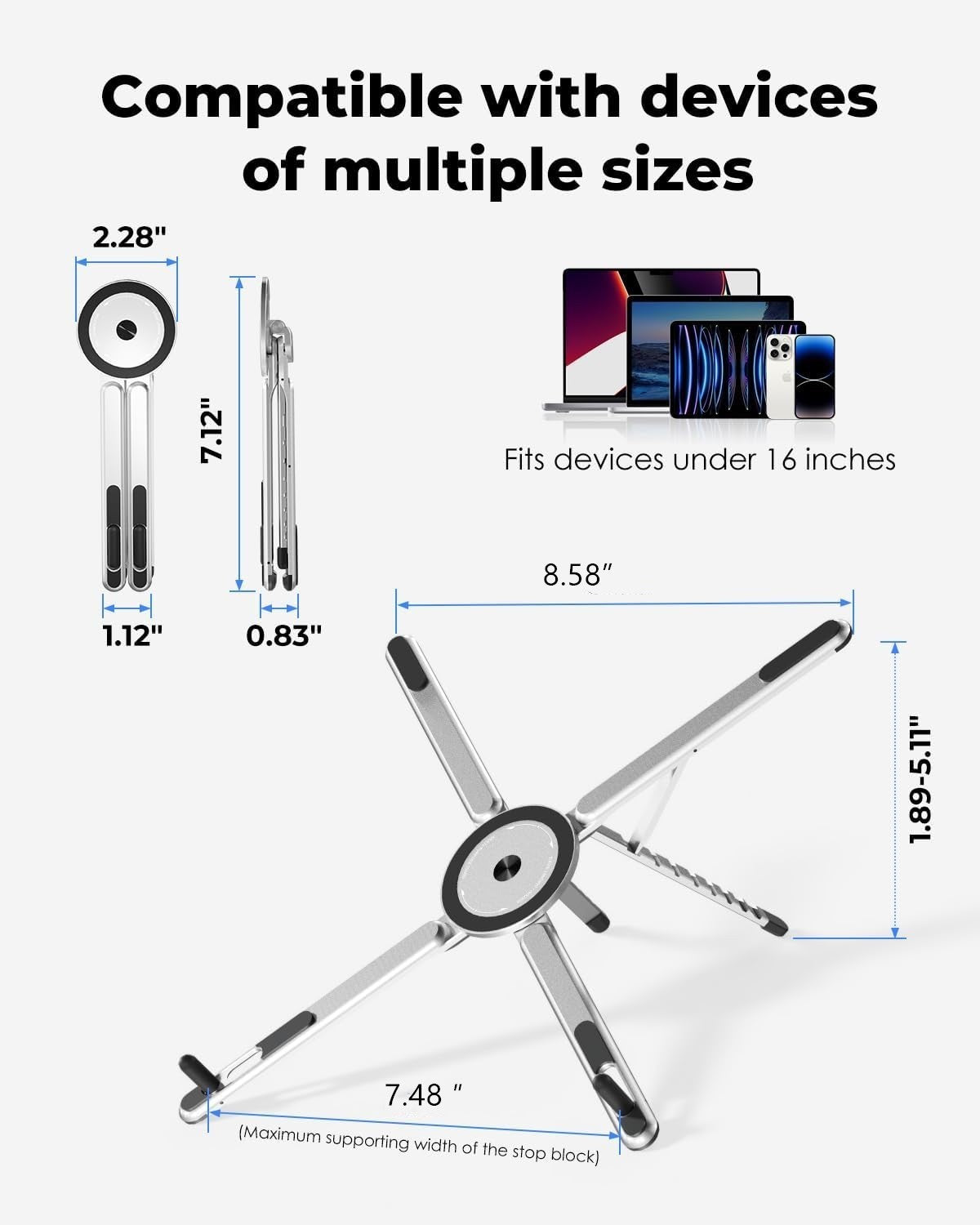 360° Adjustable Laptop Stand Foldable Aluminium Cooling Desk Riser