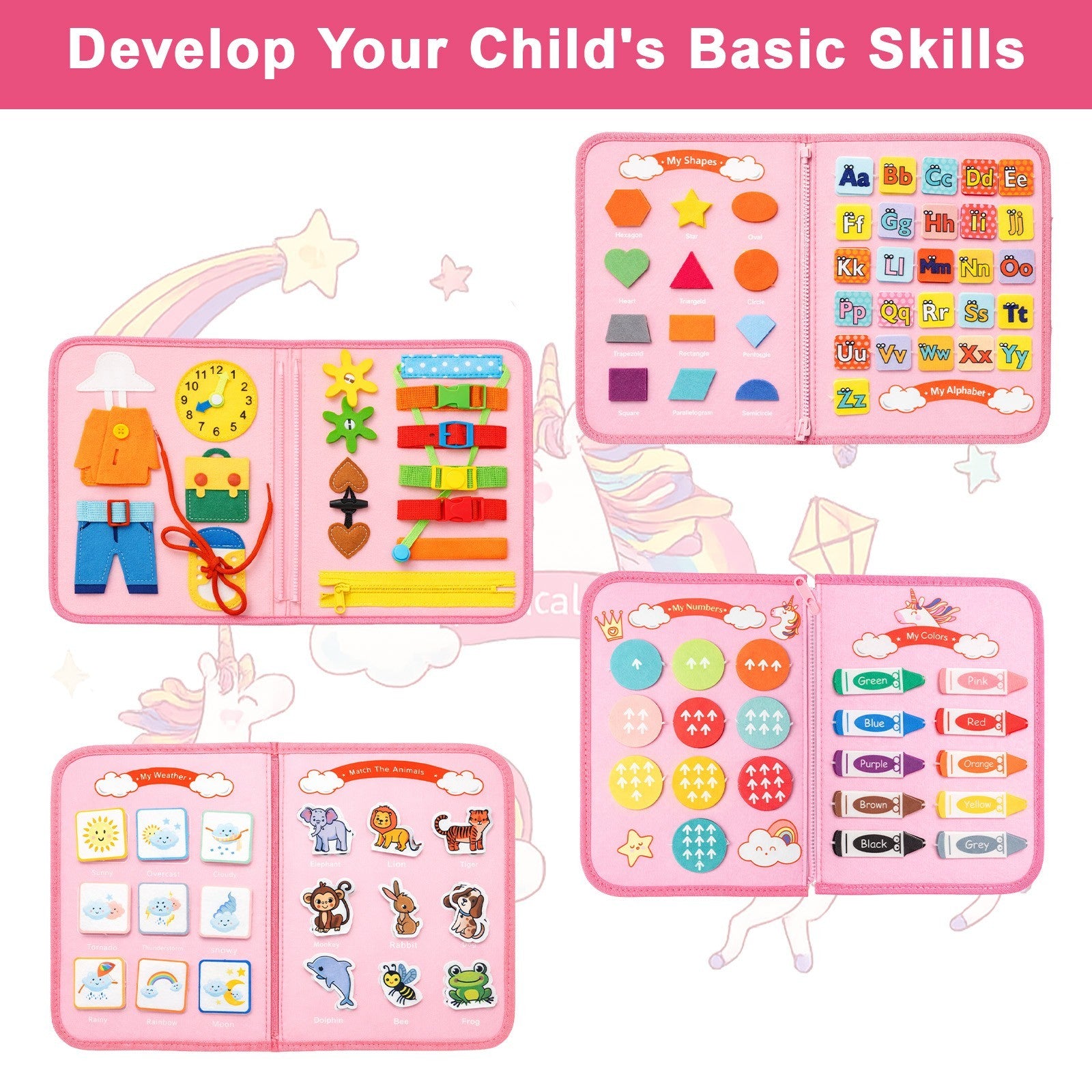 Xmas Kid Educational Busy Board for Toddler Toy Dressing Skill Sensory Game Gift