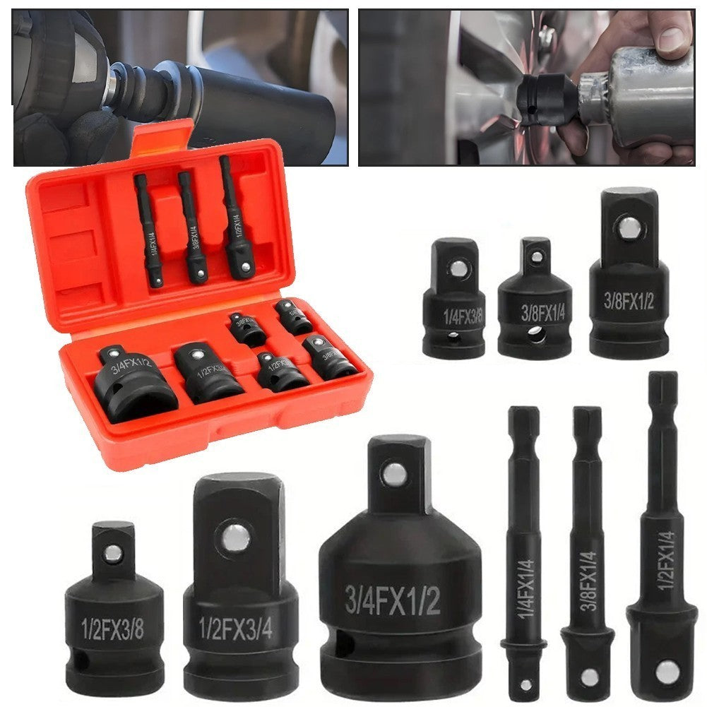 1/4" 3/8" 1/2" 3/4" F to M Impact Driver Socket 9Pcs Impact Adapter Reducer Set