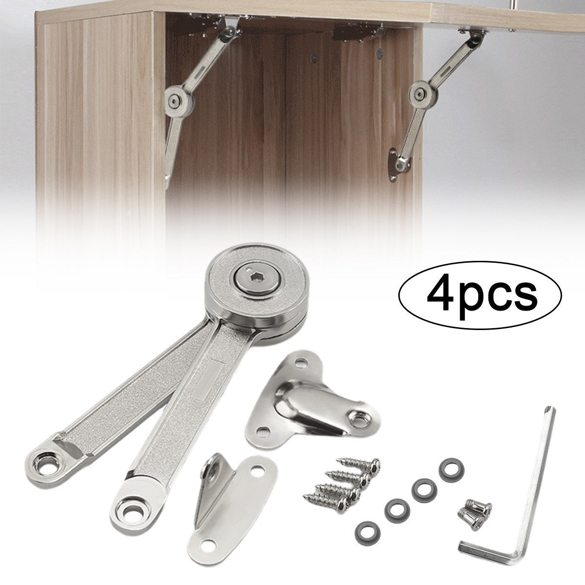 4X Kitchen Cabinet Cupboard Door Lift Up Strut Lid Flap Stay Support Hinge Tool