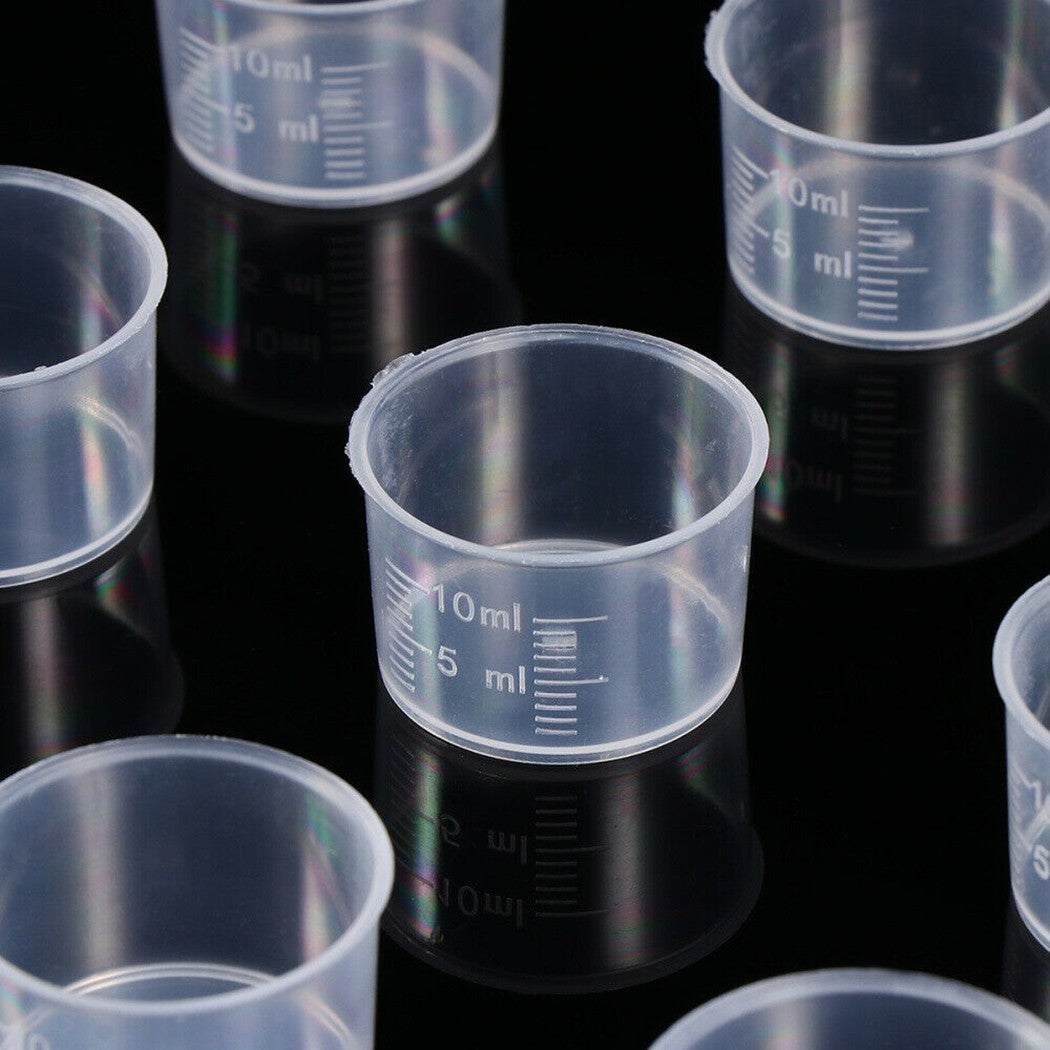 50pcs Plastic Measuring Cups 10ml Plastic Laboratory Pharmacy Kitchen Tool
