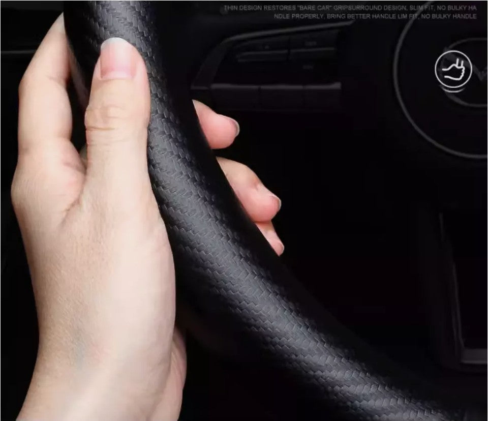 15"PU Leather+Carbon fiber Steering Wheel Cover For Mercedes Benz C/E/A-Class UK