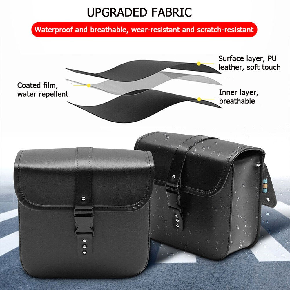 2x Motorbike Saddle Bags Luggage Pouch PU Leather Motorcycle Panniers Universal