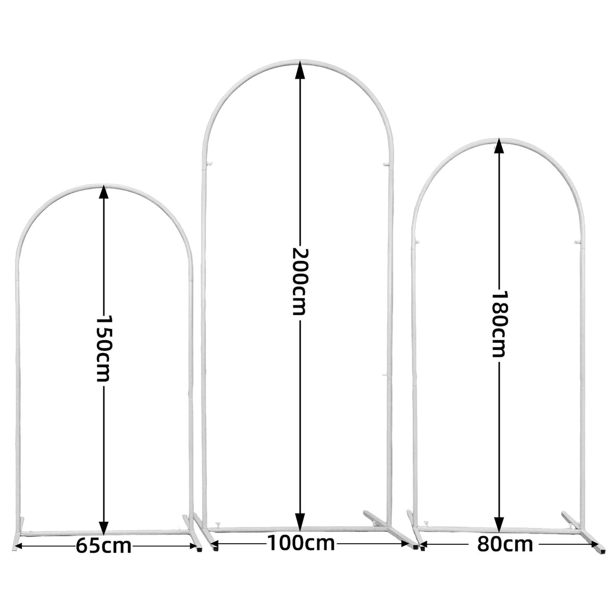 White Metal Arch Backdrop Stand Set of 3 Wedding Arch Frame for Birthday Party