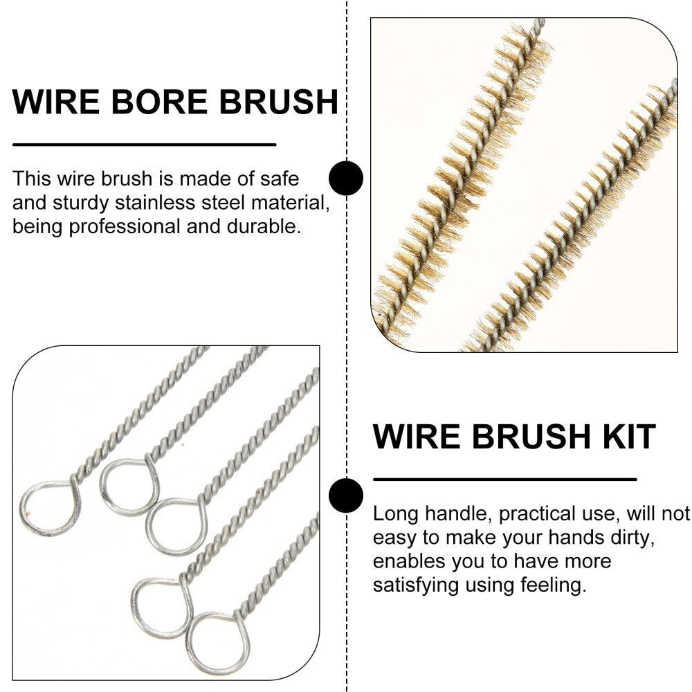 Stainless Steel Wire Bore Brush 10Pcs Pipe Hole Rust Remover Cleaning Brushes