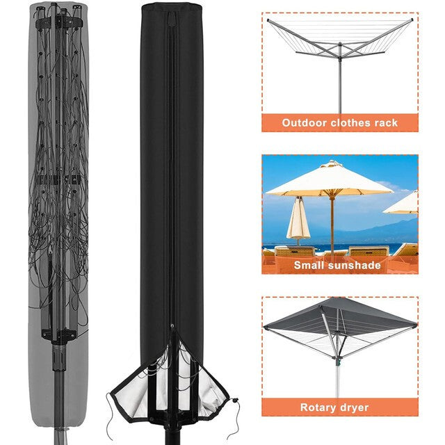 420D Rotary Dryer Washing Line Cover with Zip Heavy Duty Waterproof 165x16x16cm