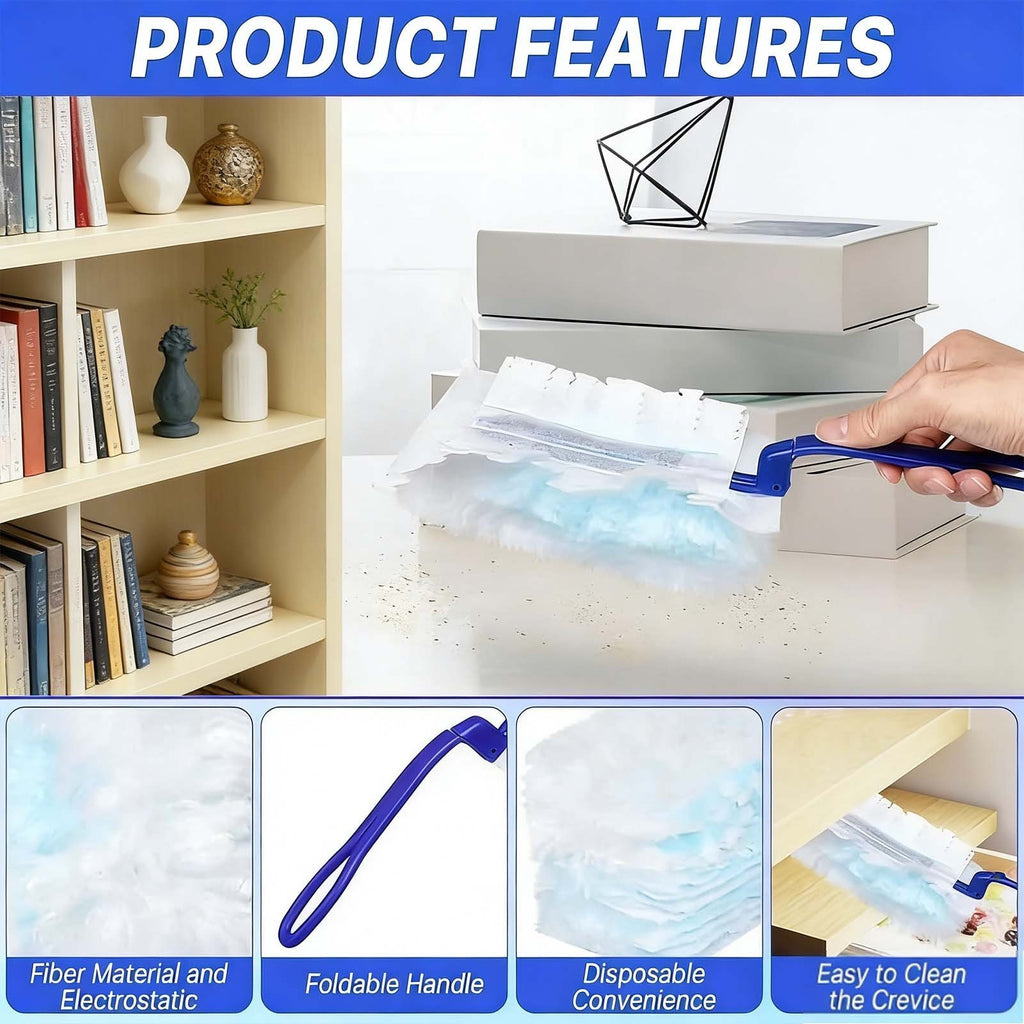 Flash Dust Magnet Fluffy Duster Kit with Extendable Long Handle + 50 Refills