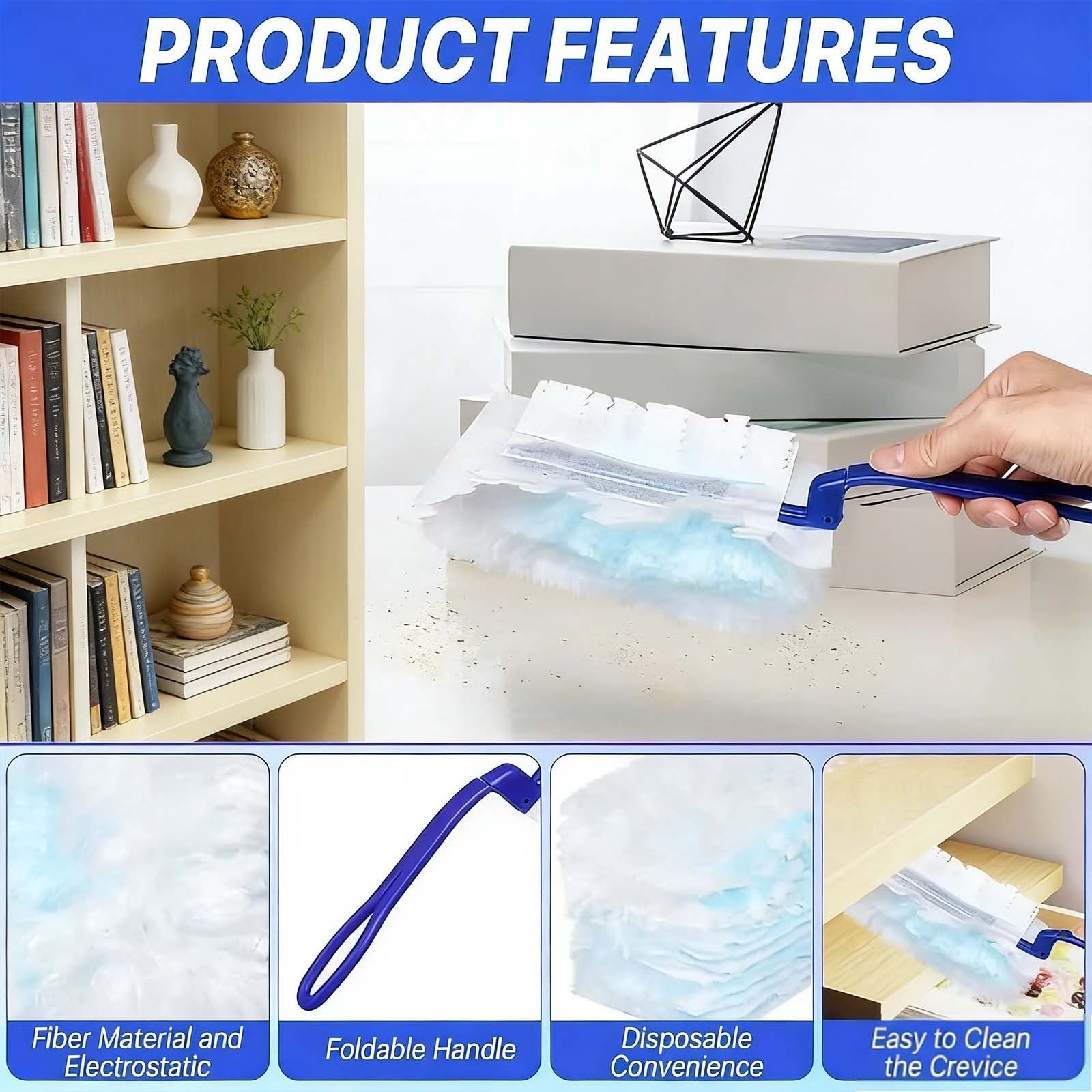 Flash Dust Magnet Fluffy Duster Kit with Extendable Long Handle + 50 Refills