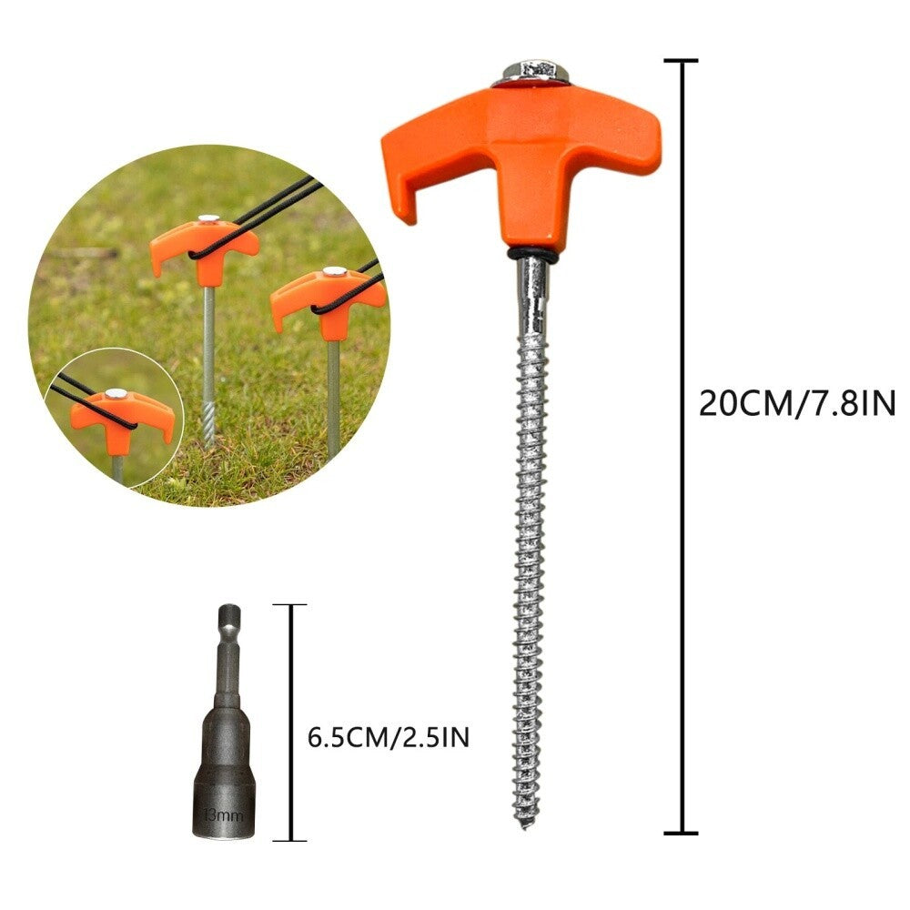 20X Screw In Hard Ground Rock Tent Pegs Stainless Steel Heavy Duty Awning Pegs🔥