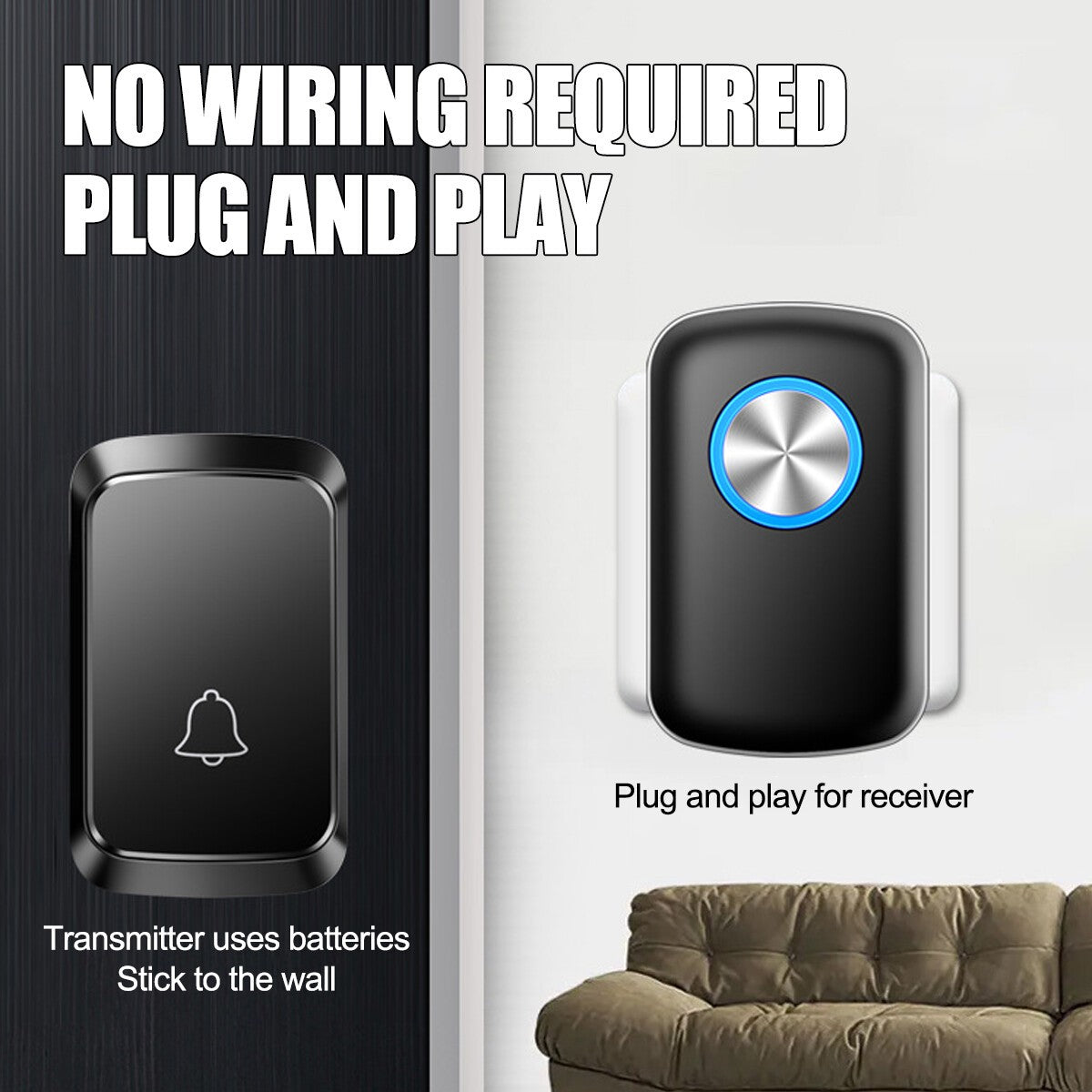 Wireless Door Bells Waterproof 1000ft Long Range Plug in Home Cordless Doorbells