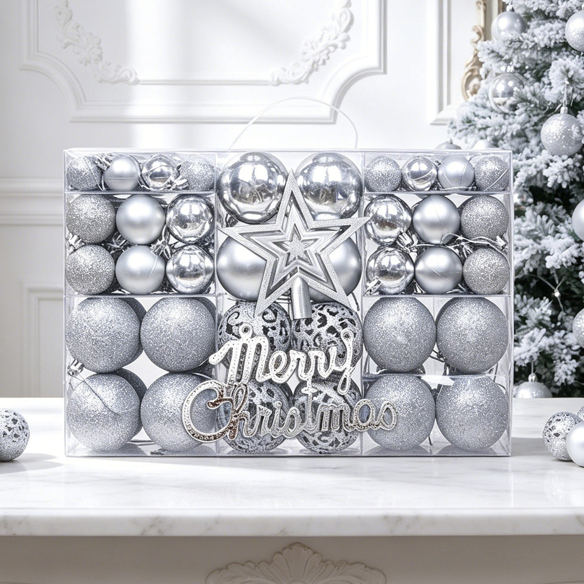 102 Christmas Baubles Tree Hanging Balls Xmas Party Beads Ornament Mixed Sizes