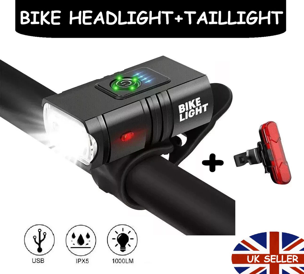 LED Mountain Bike Light USB Rechargeable Bicycle Torch Front Rear Tailgate Lamp