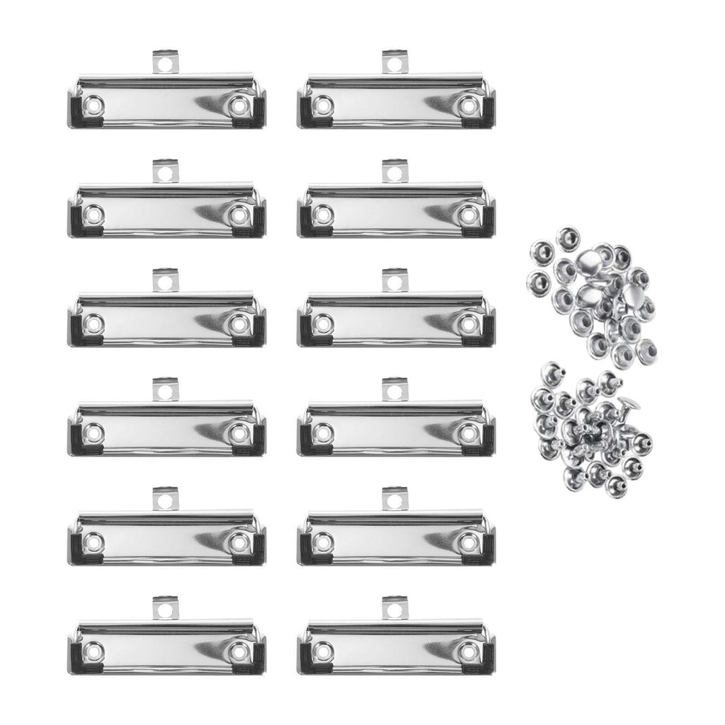 12Pack 10cm Metal Clipboard Clip with Rubber Grip, Silver(Glossy)