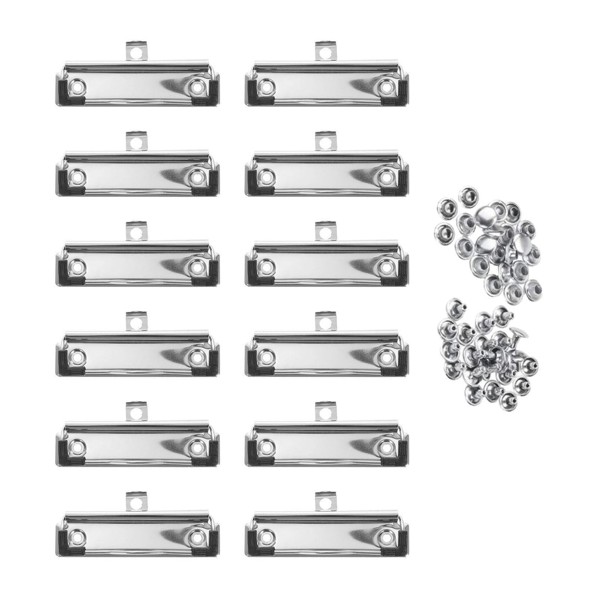 12Pack 10cm Metal Clipboard Clip with Rubber Grip, Silver(Glossy)