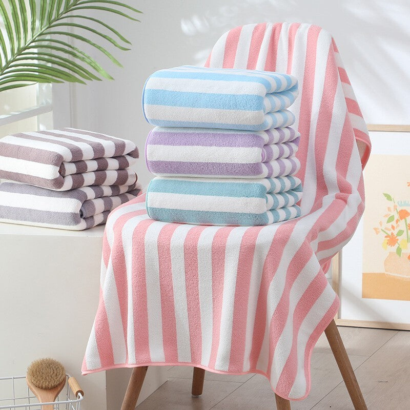 Small/Large Beach Towels Soft Absorbent Striped Towels Home Bath Towel