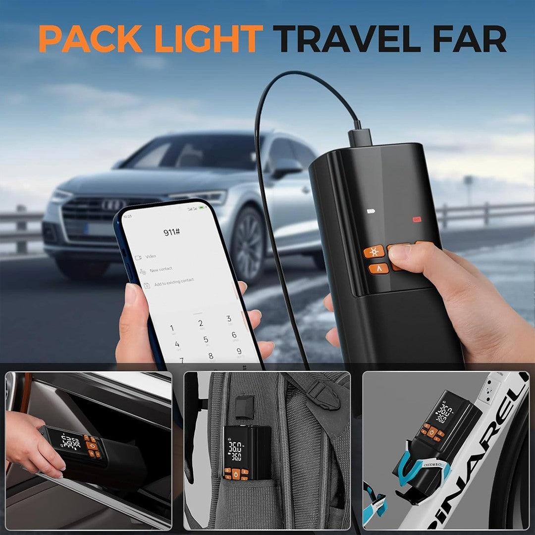 Digital Rechargeable Tire Air Compressor Pump Tool Car Tyre Inflator Cordless