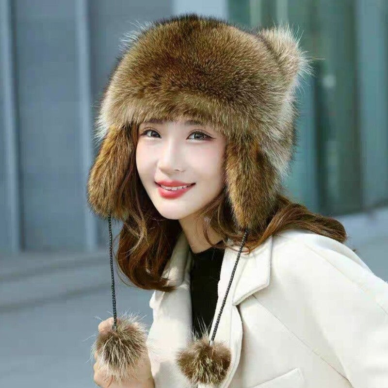 Lady Warm Long Furry Hat Trapper Hat Faux Fur Outdoor Ski Hat Ear Flap Winter UK