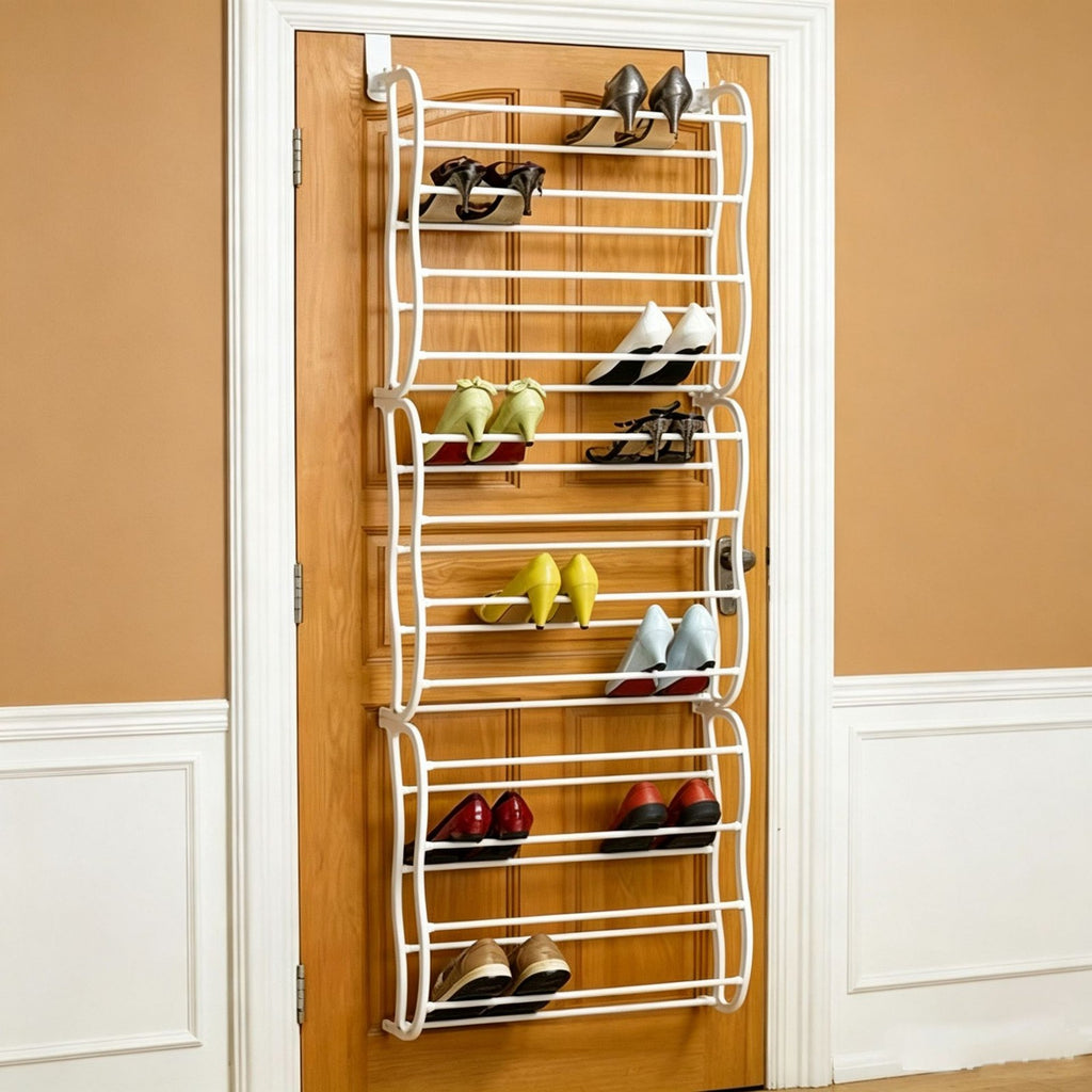 36 PAIR OVER DOOR HANGING SHOE RACK 12 TIER SHELF ORGANISER STORAGE STAND HOLDER