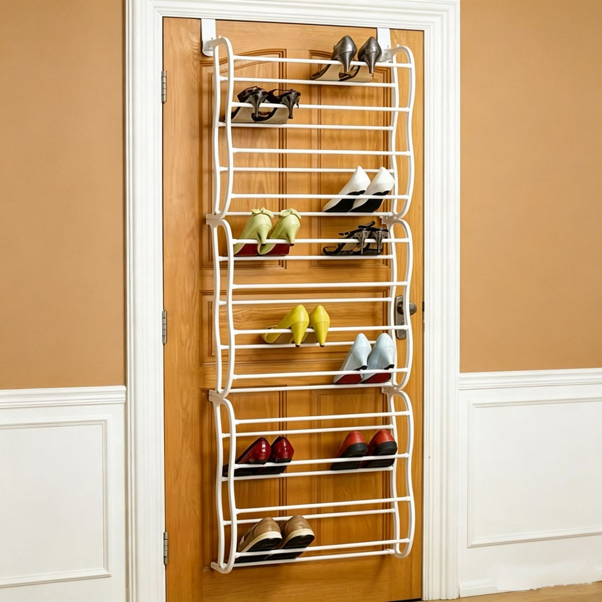 36 PAIR OVER DOOR HANGING SHOE RACK 12 TIER SHELF ORGANISER STORAGE STAND HOLDER