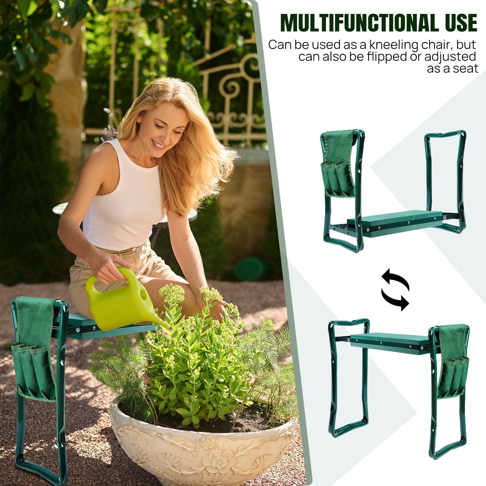 FOLDING PORTABLE KNEE PAD GARDEN KNEELER FOAM CHAIR SEAT PADDED STOOL FREE BAG